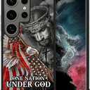 Case for Samsung Galaxy S25 Ultra 6.9",Four Corner Airbag Protection Design Soft Silicone Frame Personalized Pattern Case Compatible with Samsung Galaxy S25 Ultra for Men-Jesus Eagle Flag