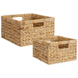 StorageWorks Wicker Storage Basket, Large and Small Baskets, Water Hyacinth Basket for Organizing, Decorative Water Hyacinth Storage Baskets, Set of 2 (11"D x 11"W x 7"H + 9"D x 9"W x 6"H) StorageWorks Wicker Storage Basket, Large and Small Baskets, Water Hyacinth Basket for Organizing, Decorative Water Hyacinth Storage Baskets, Set of 2 (11"D x 11"W x 7"H + 9"D x 9"W x 6"H)