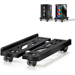 PC Stand, Mobile CPU Stand for Floor, Adjustable CPU Rolling Stand, Under Desk Computer Tower Stand, Computer Mobile Cart Holder with Locking Caster Wheels PC Tower Stand for Home and Office - Black