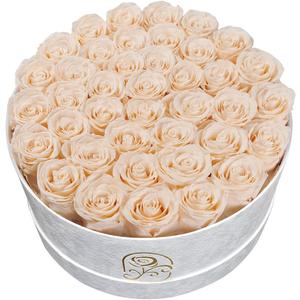 Gifts for Women Preserved Roses Flower Box, Luxury Velvet Box with 40 Roses, Preserved Flowers, Romantic Gift for Her, Wife, Girlfriend, Birthday Anniversary Christmas (Buttermilk)