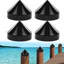 JYINCPED 9 Inch Cone Pylon Cap for Marine Dock,Coned Piling Caps for Dock Post Pole Pipe Head,Dock Pylon Cover Caps for Marine Boat, Floating Docks, Piers,Black , 6 Pc