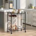 Joaxswe Bar Cart, Home Bar Serving Cart with 2-Tier Shelf,Rolling Beverage Cart with Wheels,Mobile Kitchen Shelf,Modern Black Drink Cart with Rack and Glass Holder for Kitchen,Dinning Room