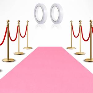 Preboun 3.9 x 60 ft Carpet Runner for Party Felt Runway Rug Runner Rug with Carpet Tape for Halloween Wedding Christmas Xmas Thanksgiving Outdoor Accessories Wedding Party Hallway(Pink)