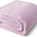 Whale Flotilla Queen Size Fuzzy Fleece Blanket for Bed, 90x90 Inch Fluffy Warm Soft Jacquard Blankets for All Season, Lightweight and Cozy, Lilac