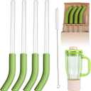 4 Pcs Replacement Glass Straw Compatible with Ninja BlendBOSS 26oz Travel Tumbler, Reusable Smoothie Straws with Cleaning Brush Compatible with Ninja Blendboss Straw（Green）