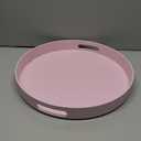 Round Pink Decorative Serving Tray with Handles, 13 Versatile Ottoman Tray for Coffee Table, Entertaining, Outdoor Patio, Living Room