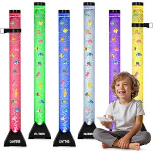 OUTREE 4FT Sensory Bubble Tube Lamp, Remote Control Aquarium Bubble Fish Lamp with 20 Color Changing Effects, Bubble Tubes Sensory Room, Night Light, Sensory Light for Kids with ADHD and Autism