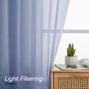 Simplebrand Denim Short Sheer Curtains 45 Inch Length for Small Windows, Rod Pocket 2 Panels Set Solid Voile Drapes Window Sheer Curtains for Bedroom Bathroom Kids Room Kitchen, 42x45 Inch, Denim