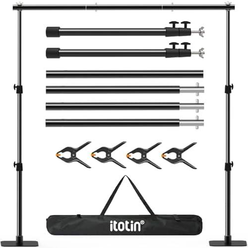 ITOTIN Pipe and Drape Backdrop Stand Kit, 6.5ft x 10ft Adjustable Photo Background Stands with Metal Flat Base for Photography, Birthday Parties, Wedding, Video Studio