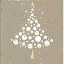 Tree-Free Greetings Holiday Greeting Cards, White Christmas Tree, Vintage Brown Recycled Paper, Boxed Note Card Set, 10-Pack (HB93307)