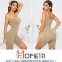 HOMETA Women's Shapewear Bodysuits Tummy Control Butt Lifter Body Shaper Strapless Seamless Mid Thigh Jumpsuit Tops (Beige, M)