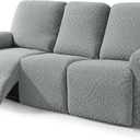 2026 Sofa Recliner Cover 5-Piece (69"-91") Super Soft Recliner Couch Covers with Big Pocket & Anti Slip Ties Stay in Place, Stretch Lazy Boy Reclining Couch Sofa Slipcover Durable Washable, Light Grey