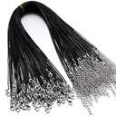 60Pcs Waxed Necklace Cord Bulk for Jewelry Making, Necklace Rope String with Clasp for DIY Bracelet Pendant, Black(18 Inches and Thickness 1.5mm)