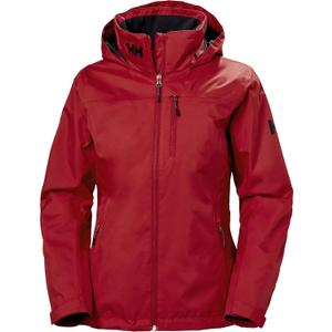 Helly Hansen Women's Crew Hooded Midlayer Fleece Lined Waterproof Rain Jacket, 162 Red, Medium