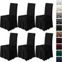 molasofa Chair Covers for Dining Room Set of 6 Stretch Chair Slipcovers with Skirt for Kitchen Seat Protectors Wedding Banquet Decor Kids Pets Spandex Fabric Washable (6pcs, Black)