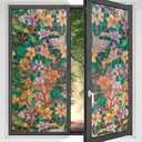 Amiya Magnolia Stained Glass Window Film, Rainbow Window Privacy Film, Non-Adhesive Reusable Decorative for Home, Room, Door 23.6x78.7Inch, Floral