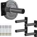 Weight Plate Holder - 330LB Capacity Wall Mounted Weight Plate Rack for 2" Olympic Plates, Weight Plate Storage with Protective Rubber Pads, Heavy Duty Steel, Space Saving Home Gym Storage (4 Pcs, Black)
