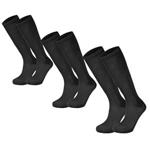 Durio Kids Soft Cotton Toddler Soccer Socks - 3Pack Black, 4-6 Years