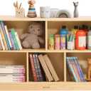 Toy Storage Organizer for Kids Room, Wooden Kids Bookshelf for Classroom, Cube Storage Organizer for Playroom, 5-Section Montessori Bookshelf & Toy Shelf for Nursery