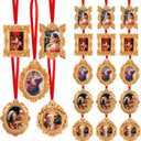 Bucherry 20 Pcs Mini Vintage Picture Frames with Velvet Ribbon Baroque Resin Small Gold Vintage Photo Frames Wall Hanging Ornaments for Picture Display DIY Christmas Tree Home Wedding Decoration