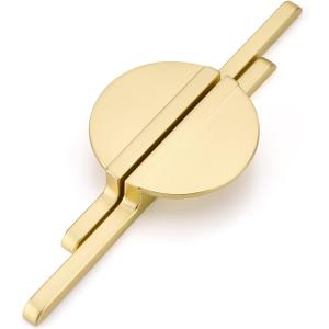 Rergy Cabinet Handles Half Moon Door Pulls and Knobs2Pack Brushed Gold 2-1/2inch Hole Center, Decorate Hardware for Kitchen Zinc Alloy Furniture for Dresser Drawer