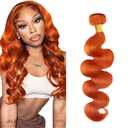 Ginger Bundles Human Hair Color 350 Body Wave 1 Bundle 18 inch AuokMar Peruvian unprocessed Virgin Remy Hair Extensions 350 Orange Bundles 100g