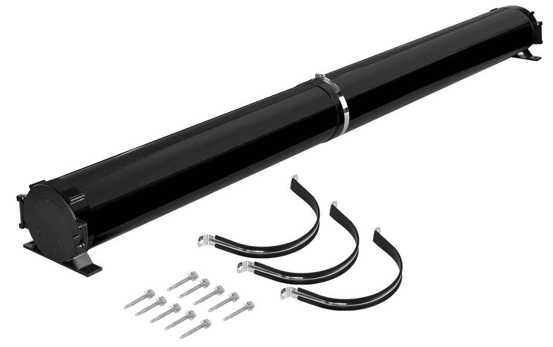 Touri RV Adjustable EZ Hose Carrier TR5094BK with Door Cap and Mounting Screws, 50''-94'', Black, 3 Mounting Tabs Included, Missing Hardware