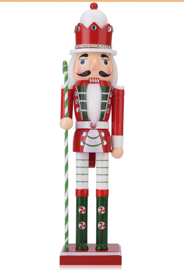 Wooden Christmas Soldier Nutcracker Decorations, 15 Inch Xmas Nutcracker Figure Christmas Decor for Home, Shelf, or Party Display (Red)