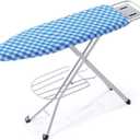 BKTD Ironing Board, Heat Resistant Cover Iron Board with Steam Rest, Non-Slip Foldable Ironing Stand. Heavy Sturdy Metal Frame Legs Iron Stand(13 * 34 * 53 Inches) (Blue White)