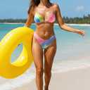 QJQ Women's 2 Piece Bikini Sets Floral Leopard Starfish Metal Triangle Bathing Suit Cheeky String Swimsuit, M