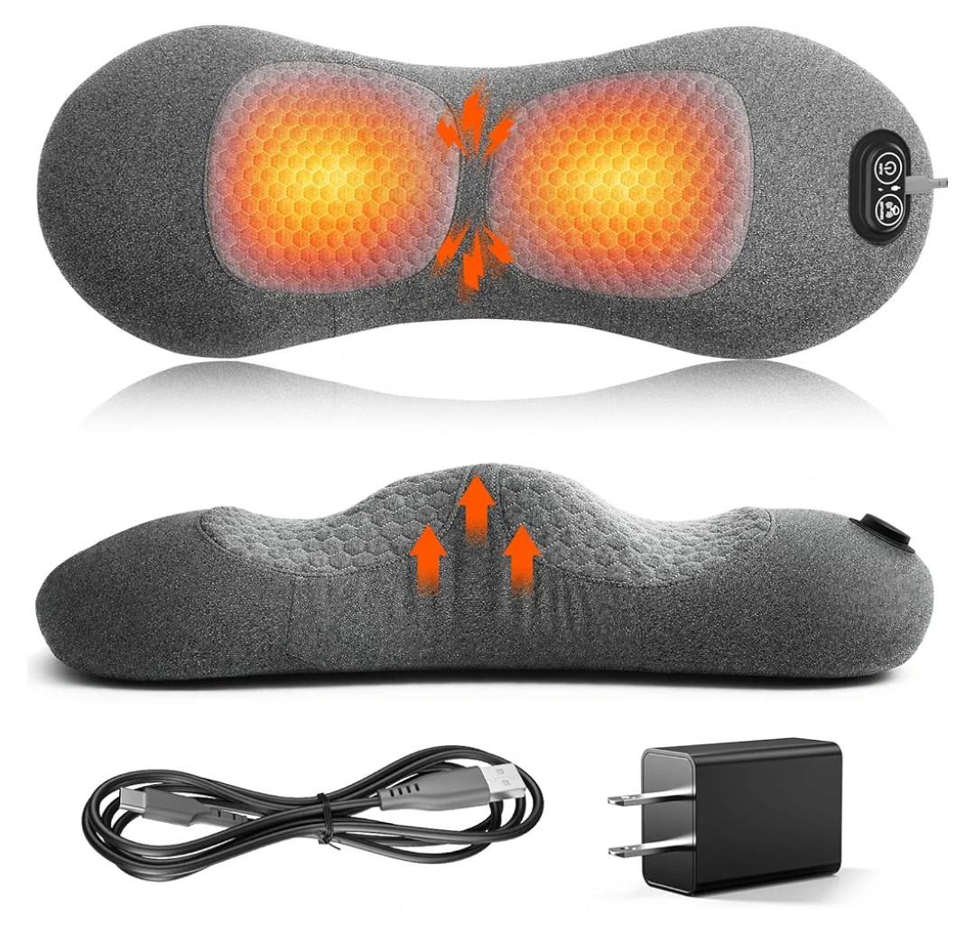 3 in 1 Lower Back Massager, Triple Fusion Back Massager with Heat, Vibration and Stretch,Lumbar Support Pillow with Ergonomic Memory Foam for Bed and Chair