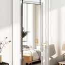 Full Length Mirror - 48"x14" Rectangular Black Over The Door Mirror for Bathroom, Living Room, Bedroom or Locker Room