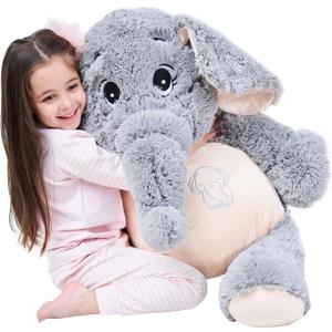 IKASA Giant Elephant Stuffed Animal Plush Toys Soft Gifts (Gray, 39 inches)