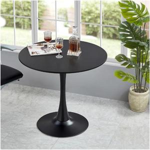23.4" Tulip Dining Table, Black, Perfect for 2-4 People, Mid-Century Modern Style, Round MDF Top with Sturdy Base for Dining Room, Living Room, Cafe (60cm)