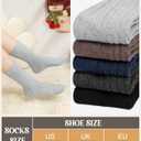 Loritta Wool Socks for Women, Winter Warm Stocking Stuffers Gifts for Women Cabin Crew Hiking Boot Socks (Large, C3-blue/Black/Brown/Dark Grey/Light Grey)