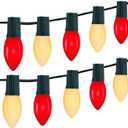 Vintage C9 LED Christmas Lights Outdoor, 150 Feet C9 String Lights with 75 Shatterproof C9 Bulbs, Waterproof Connectable Christmas Tree Lights for Outside Roofline Patio Xmas Decor, Red & Warm White