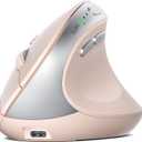 Nulea MD280 Ergonomic Vertical Wireless Mouse - Bluetooth & 2.4G Dual Mode, 4 Adjustable DPI 800/1200/1600/2400, Rechargeable, Silent Clicks, No Lag, 6 Buttons - Perfect for Laptop, Desktop Pink