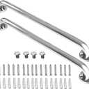 2 Pack 24 Inch Shower Grab Bar, iMomwee Chrome Stainless Steel Bathroom Grab Bar Handle, Bathroom Shower Balance Bar,Safety Hand Rail Support,Handicap Elderly Senior Assist Bath Handle(1.25" Diameter)