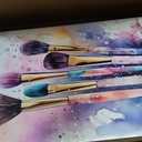 Framed Teen Girls Bedroom Wall Art Set of 3, Colorful Fashion Makeup Brush Perfume Pictures Wall Decor Paintings, Watercolor Drink Prints Aesthetic Home Decor for Living Room Bathroom Dorm 16x24 inch, 24L" x 16W"
