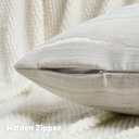 HAUSSY Pack of 2 Chenille Embossed Throw Pillow Covers 24x24 Inch, Cream | Cozy Chenille Neutral Decorative Striped Pillowcases, Machine Washable,Couch Bed Sofa Living Room Home Decor, No Insert