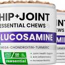 Pawsential Glucosamine for Dogs - Joints Health Treats w/Omega Fish Oil - Natural Joint Pain Relief - Canine Hip and Joint Supplement w/Chondroitin + MSM + Turmeric + Calcium - 240 Beef Chews