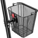 CXWXC Scooter Basket with Handle- Quick Release Front Bike Basket for E-Scooters - Bicycle Baskets with Fixed Bracket Fits Folding Bikes, Kick and Knee Scooters