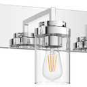Chrome Light Fixtures, 3 Light Bathroom Vanity Light with Clear Glass Shade, 22in Modern Vanity Light, Bathroom Lighting Fixtures Over Mirror for Living Room