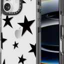 for iPhone 17 Case Cute - Durable Shockproof 6.6 ft Drop Impact Phone Case - Funny Five-Pointed Star Design (6.3") Black