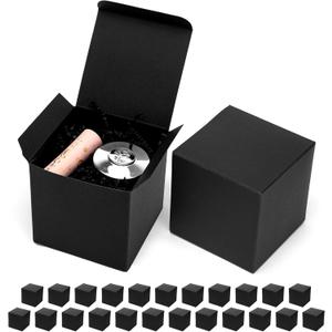 Mcfleet Black Gift Boxes with Lids 4x4x4 Inches 25 Pack Groomsmen Proposal Cardboard Craft Gift Box for Christmas, Wedding, Graduation, Holiday, Birthday Presents Packaging