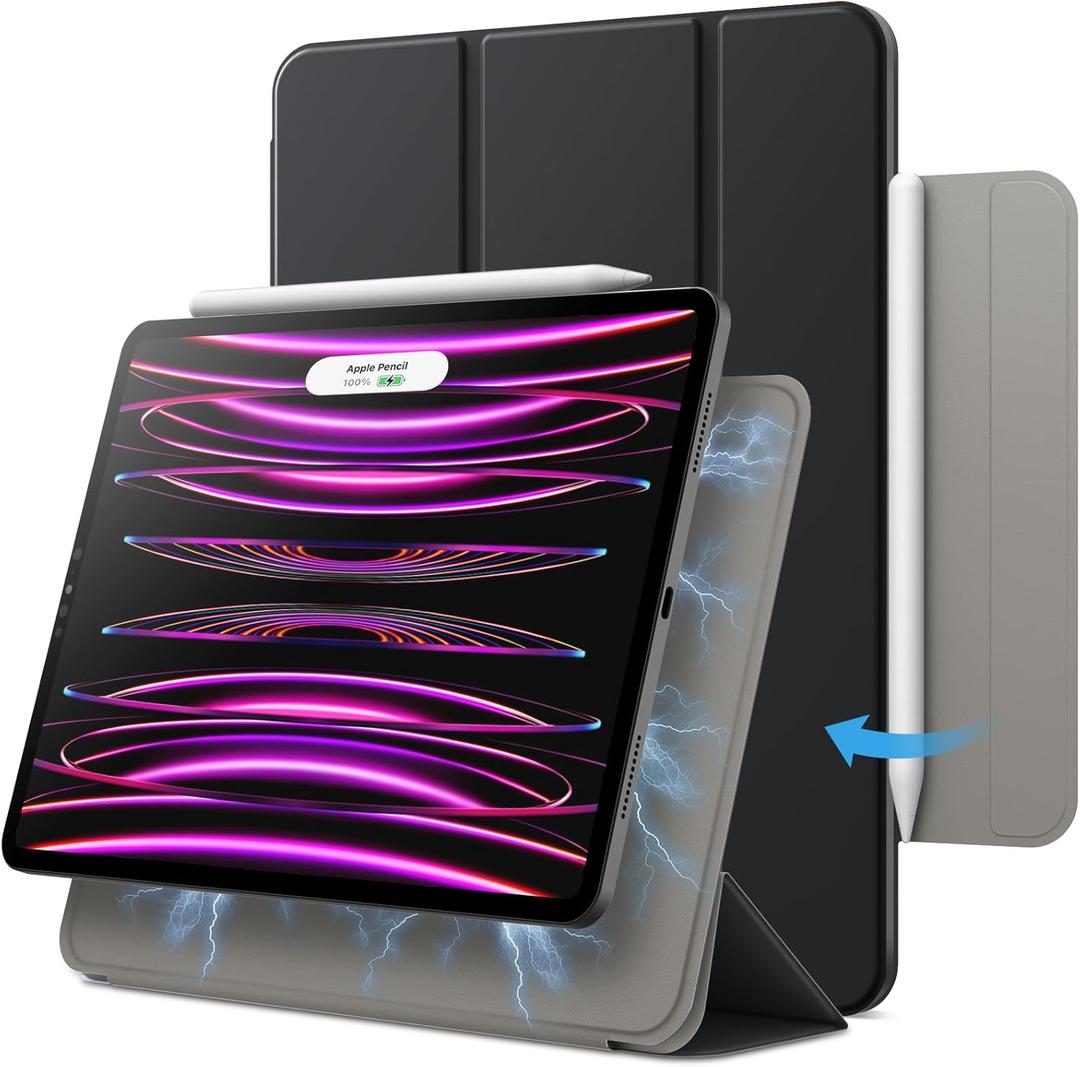 JETech Magnetic Case ONLY for iPad Pro 11 Inch (2022/2021/2020/2018 Model), and iPad Air 5/4 (10.9-inch 2022/2020), Support Pencil 2nd Gen Charging, Magnetic Attachment (Black)