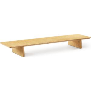 Navaris Dual Monitor Stand Riser - Real Wood Double Width Desk Shelf for Holding 2 Computer Screens - 42.9" x 9.1" x 4.7" (109cm x 23cm x 12cm) - Bamboo (Light Brown)