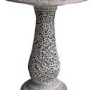 Bird Bath for Outside 23 Inch Speckled White - Stone-Resin Composite Pedestal Birdbath Bowl - Decorative Standing Outdoor Garden Decor for Front Porch Patio Yard Backyard Lawn Ornament