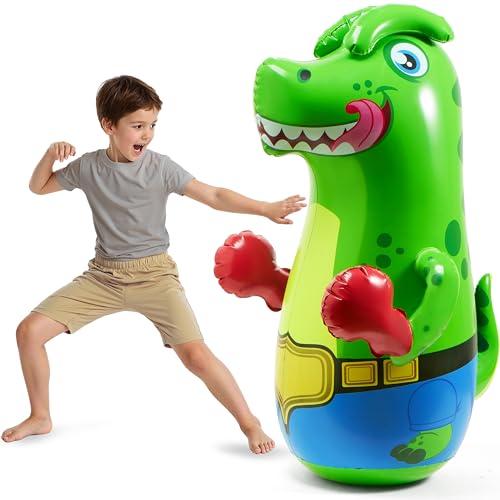 SYNCFUN Inflatable Punching Bag for Kids 47 Inches, Toddler Blow up Punching Bag Toys, T.rex Dinosaur Bouncing-Back Bopper