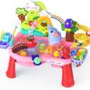 2026 Upgraded Water Table for Toddlers 1-3, Outdoor Toddler Toys Sand Water Pool Toys with Pump/Running Water/Fishing Toy/Play Food Accessories, Kitchen Play Sink Toys for Girl Boy Ages 4-8 (Pink)